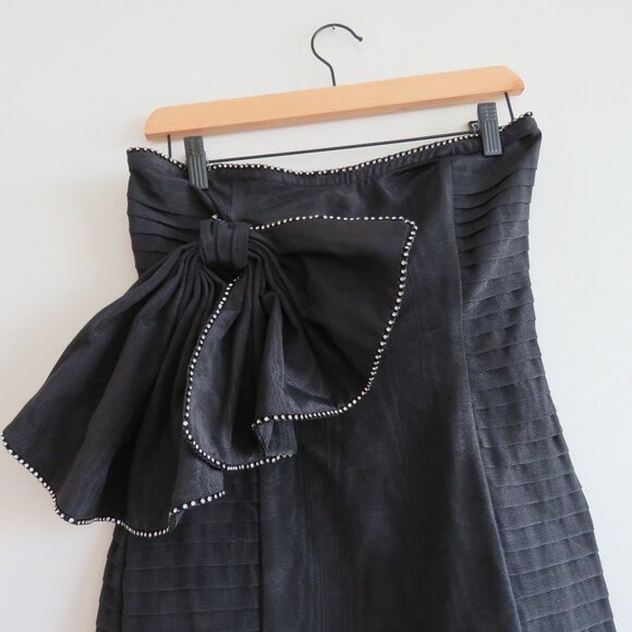 FOR LOVE & LEMONS Celeste Moire Rhinestone Trim Bow Mini Dress 80s Party Size S - Picture 3 of 13